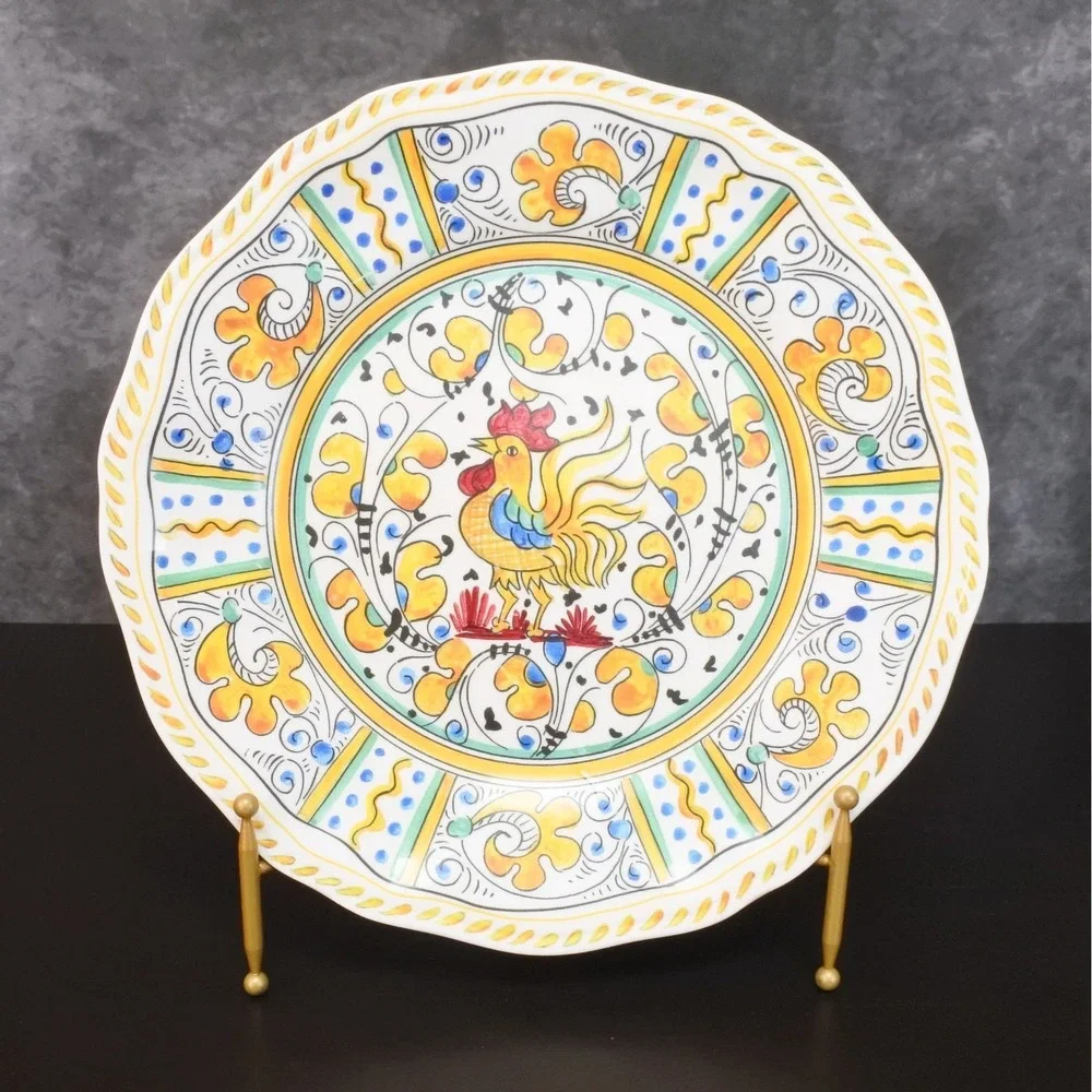 Le Cadeaux Rooster Pattern Melamine Dinner Plate Set of 6